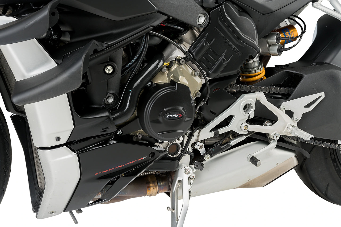 PUIG Motordeckelschoner | 2-teilig | schwarz | passend für Ducati Streetfighter V4 / S - Modelle (2020-2022)