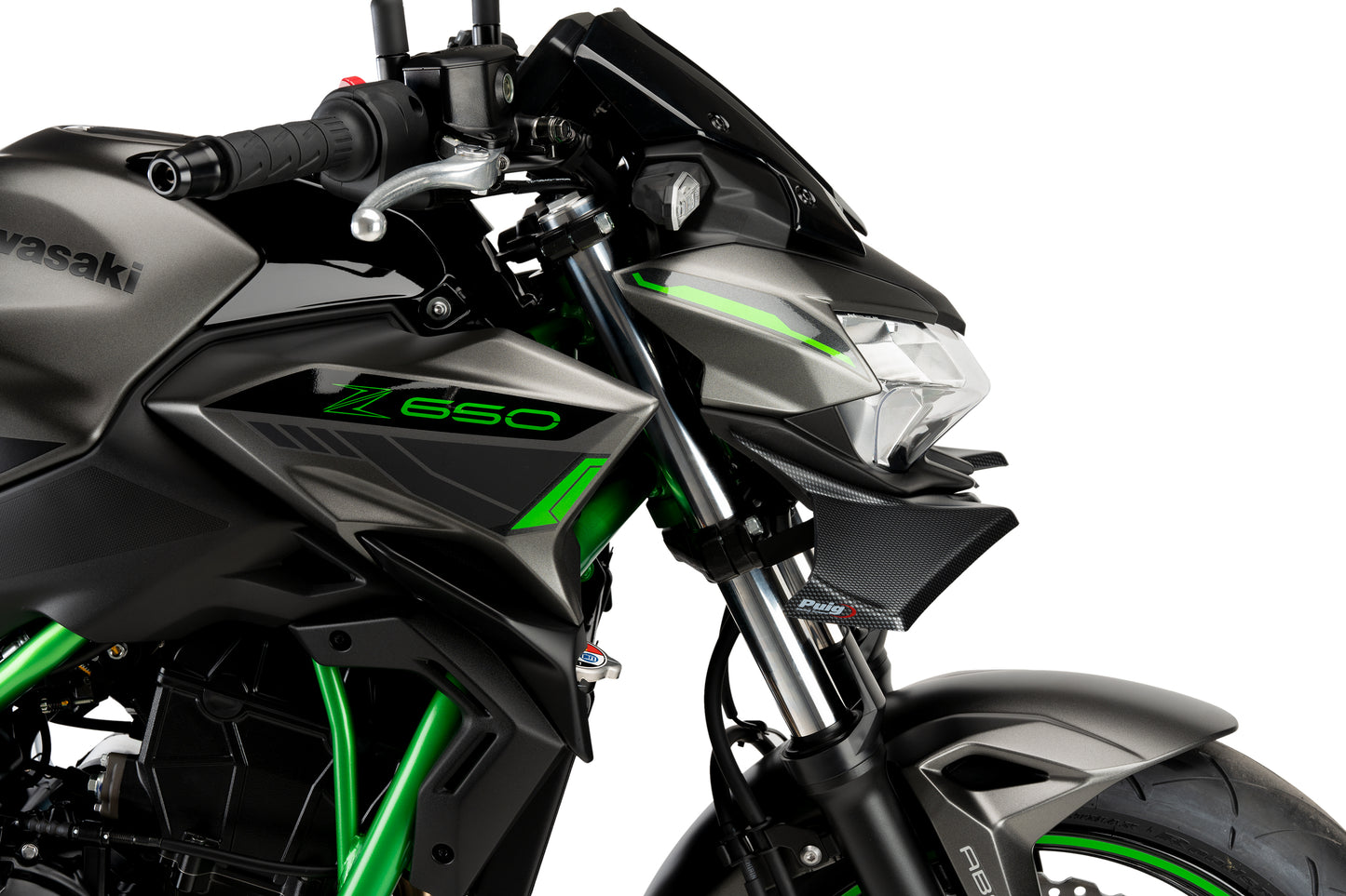 PUIG Downforce Naked Front Spoiler | mit ABE | carbon-look | passend für Kawasaki Z650 - Modelle (2021-2026)