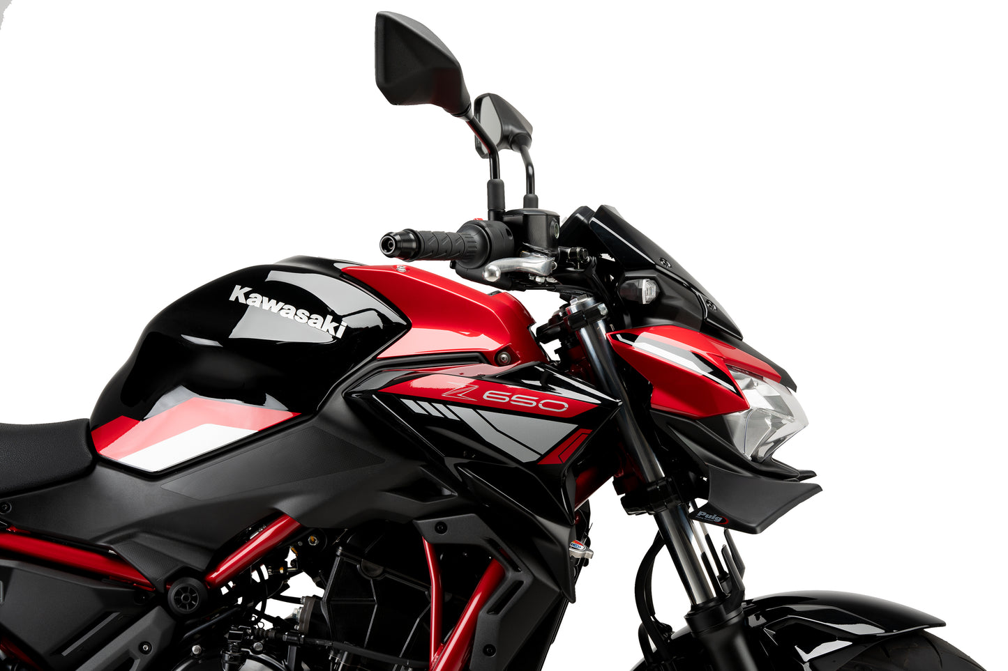 PUIG Downforce Naked Front Spoiler | mit ABE | matt-schwarz | passend für Kawasaki Z650 - Modelle (2021-2026)