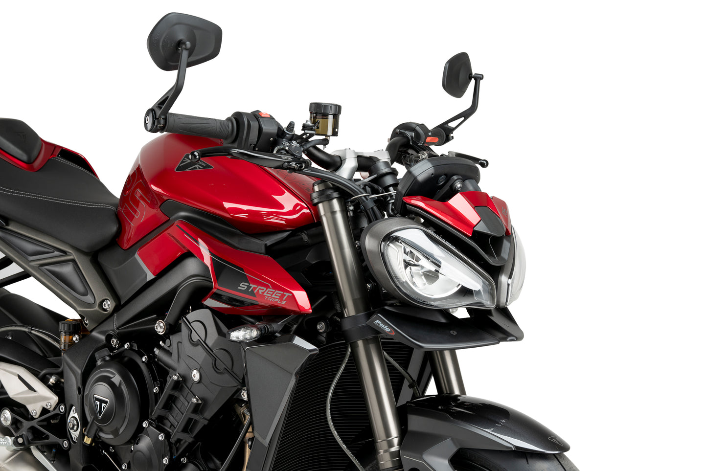 PUIG Downforce Naked Front Spoiler | mit ABE | matt-schwarz | passend für Triumph Street Triple 765 R / RS - Modelle (2023-2025)
