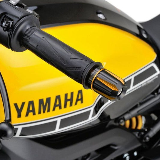 Daytona - Lenkerenden / Lenkergewichte "SCRATCH" | gold - schwarz eloxiert | YAMAHA M16 System| Paar | CNC | ALU | Lenkerenden | Lenkergewichte