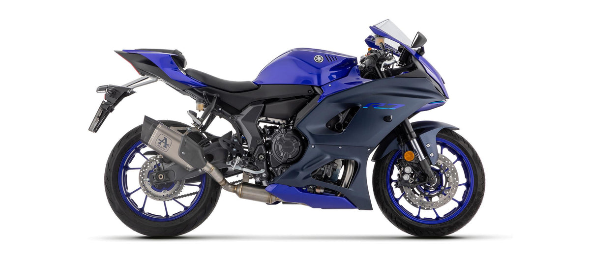 Arrow Exhaust Auspuff "Pista" Komplettanlage inkl. Krümmer & Carbon Endkappe | ABE | TITAN-BLACK | passend für Yamaha YZF-R7 (Euro 5) - Modelle (2021-2024)