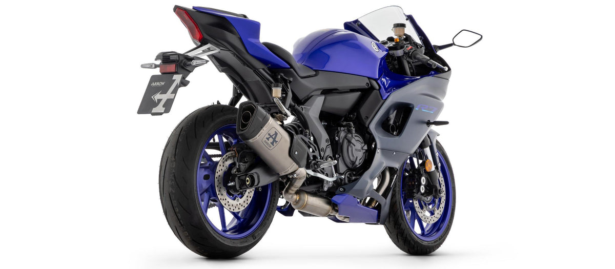 Arrow Exhaust Auspuff "Pista" Komplettanlage inkl. Krümmer & Carbon Endkappe | ABE | TITAN-BLACK | passend für Yamaha YZF-R7 (Euro 5) - Modelle (2021-2024)