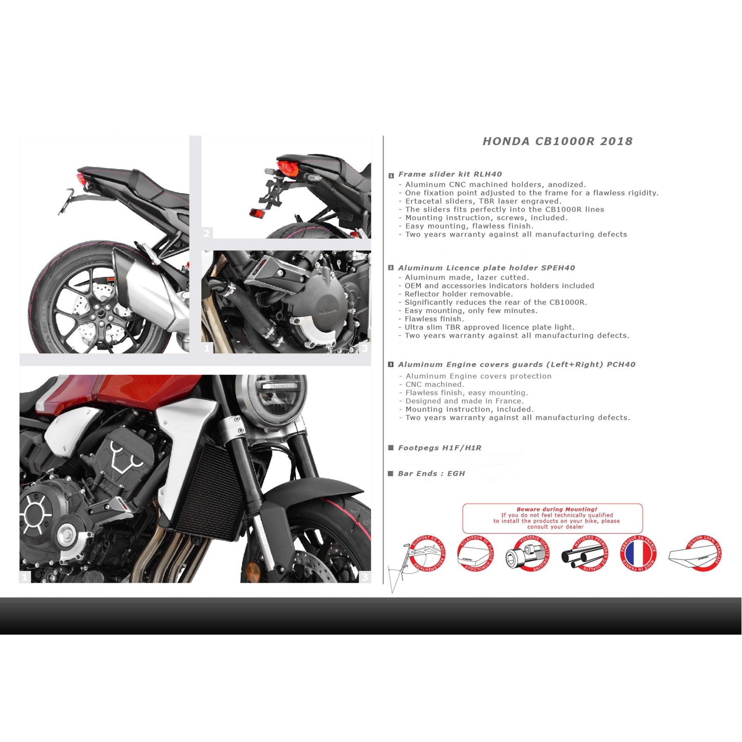 Top Block Racing Sturzpads | PAAR | passend für Honda CB 1000 R - Modelle (2018-2023)