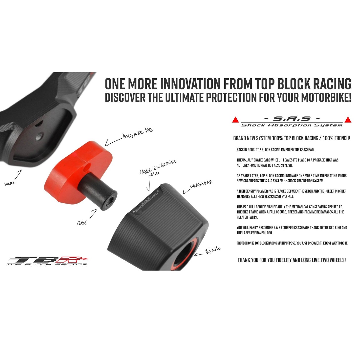 Top Block Racing Sturzpads | PAAR | passend für Yamaha YZF-R7 - Modelle (2021-2024)