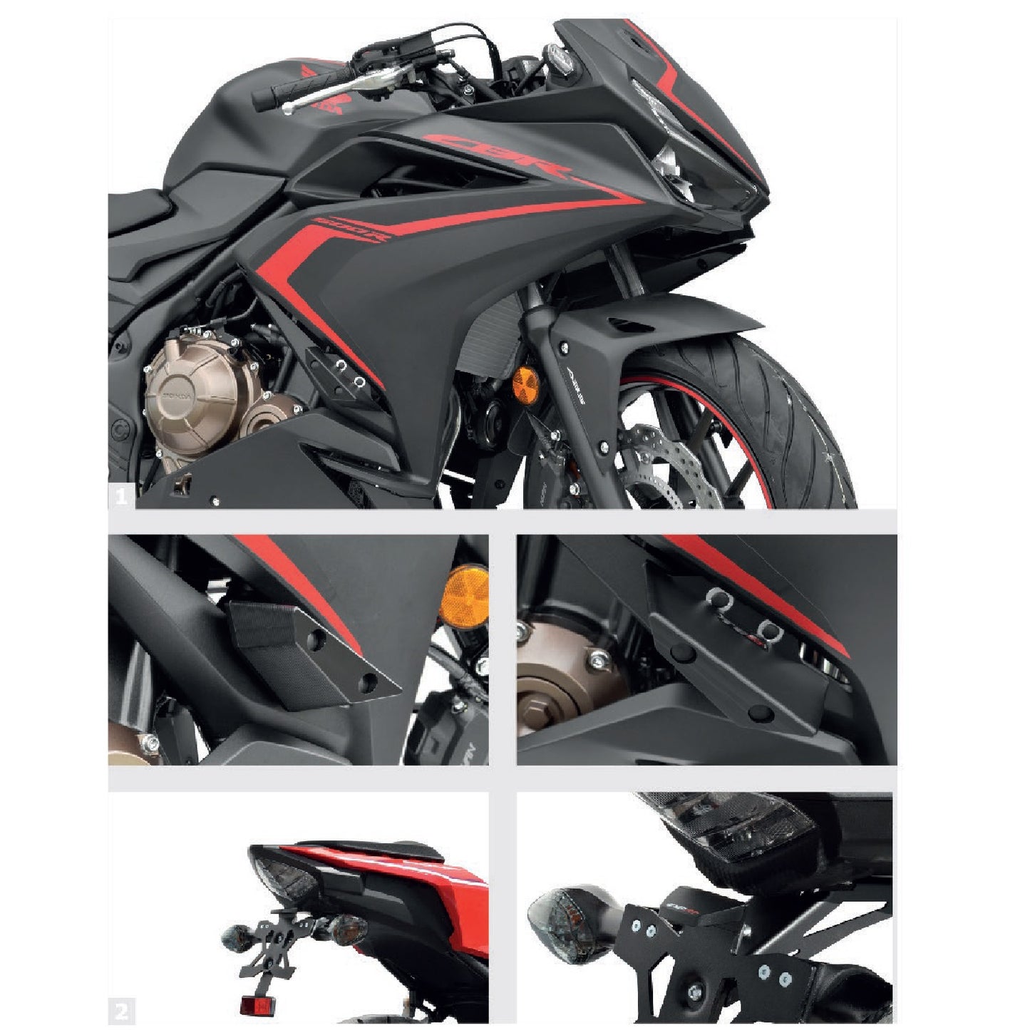 Top Block Racing Kennzeichenhalter | E-Nummer | passend für Honda CBR 500 R - Modelle (2019-2023)
