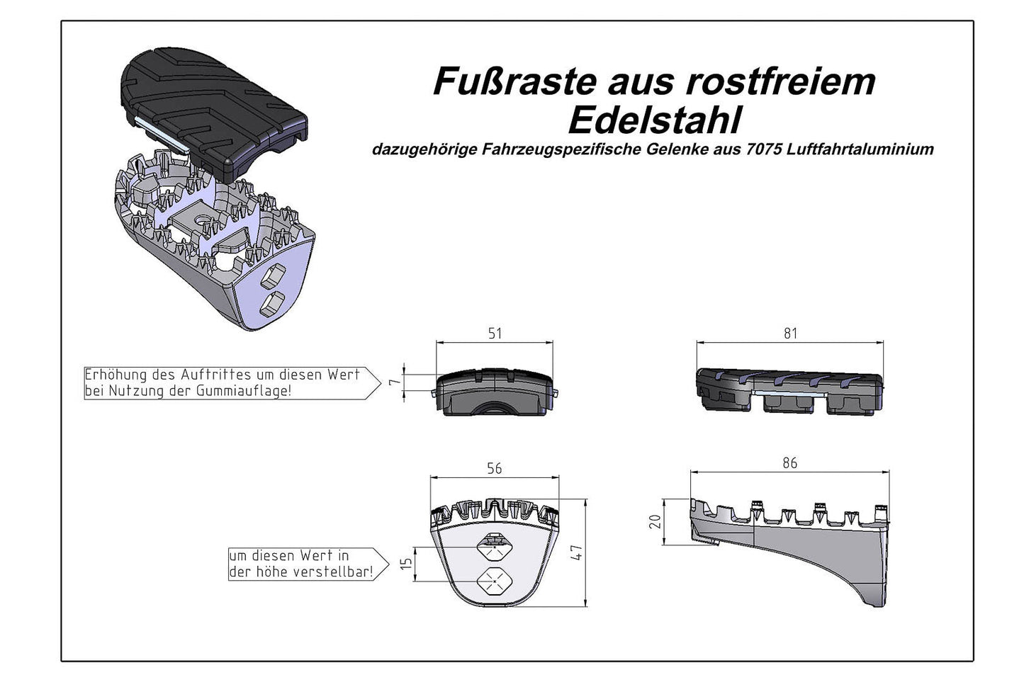 SW-Motech ION Fußrasten-Kit | Schwarz. Honda XRV650/750, XL600V, CRF1000L.