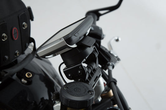 SW-Motech Navi-Halter am Lenker | Schwarz. Honda / Suzuki / Triumph-Modelle.