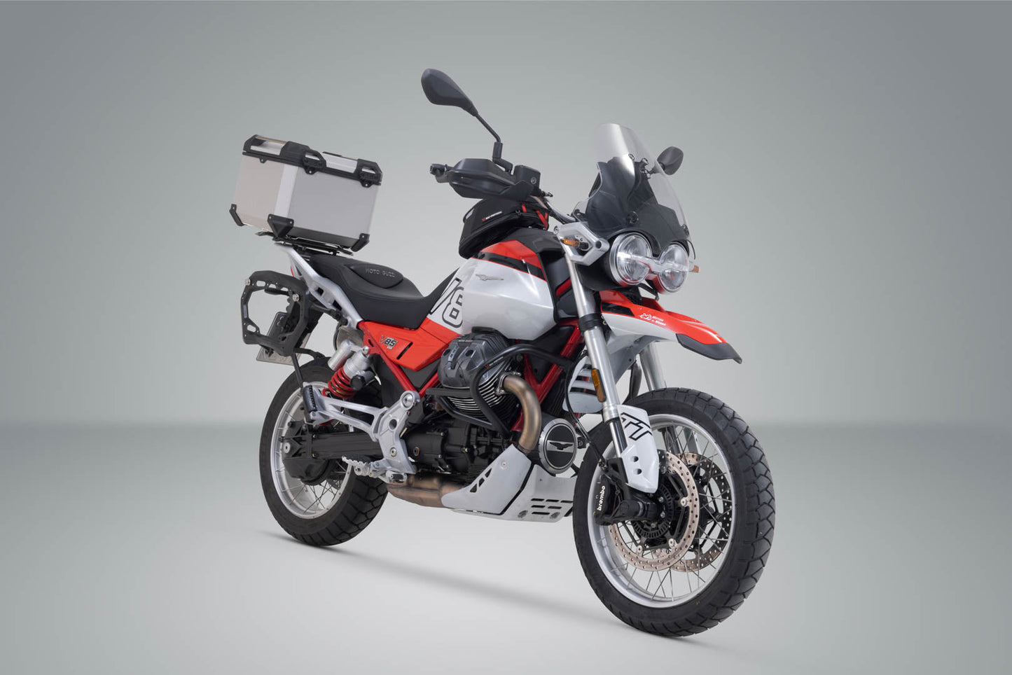 SW-Motech TRAX ADV Topcase-System | Silbern. Moto Guzzi V85 TT (24-).