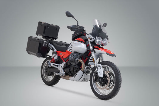 SW-Motech Adventure Set TRAX ADV | Silbern. Moto Guzzi V85 TT (19-23).