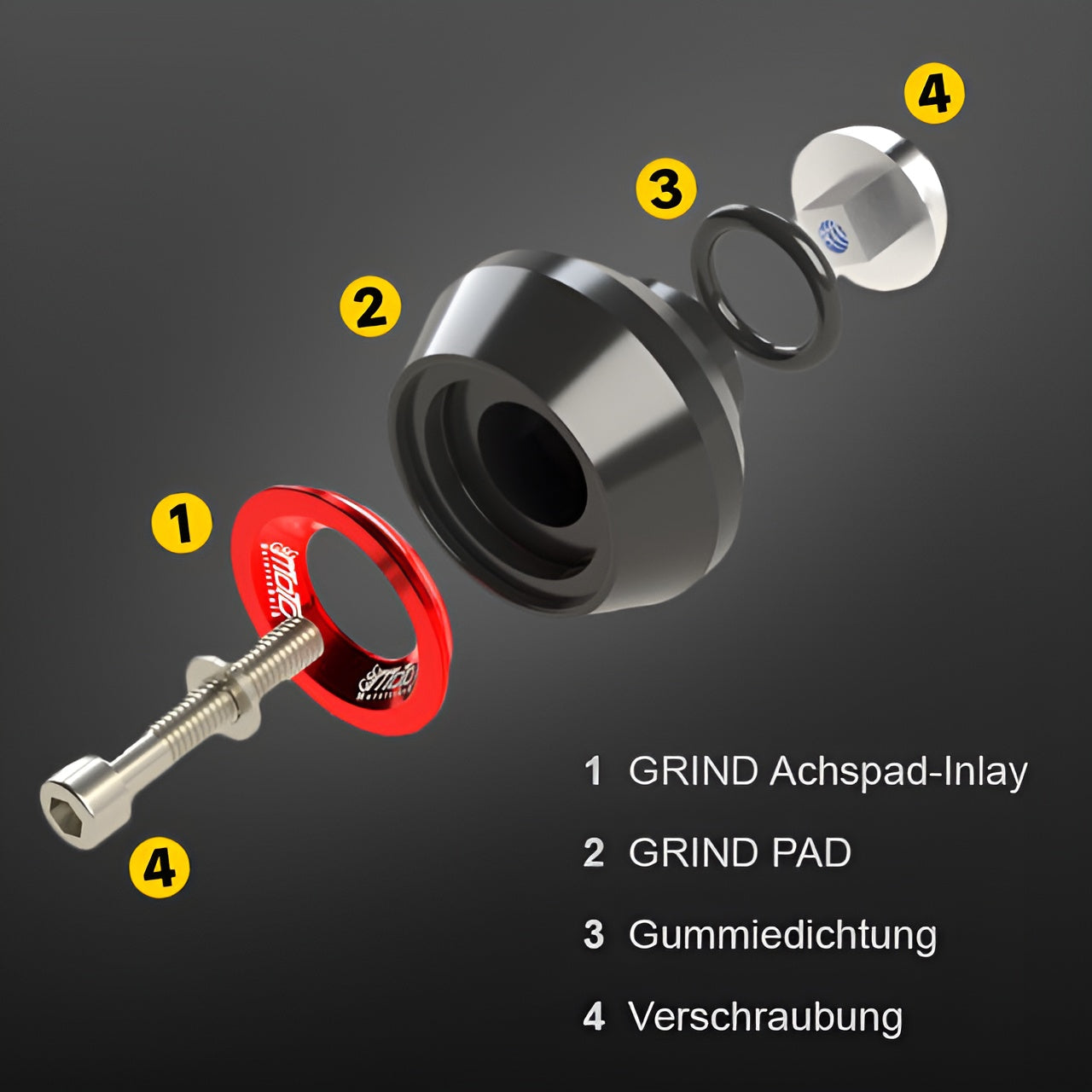 GSG Achspads GRIND | Vorderachse | 8-Farben | passend für Kawasaki Z900 / SE - Modelle (2017-)