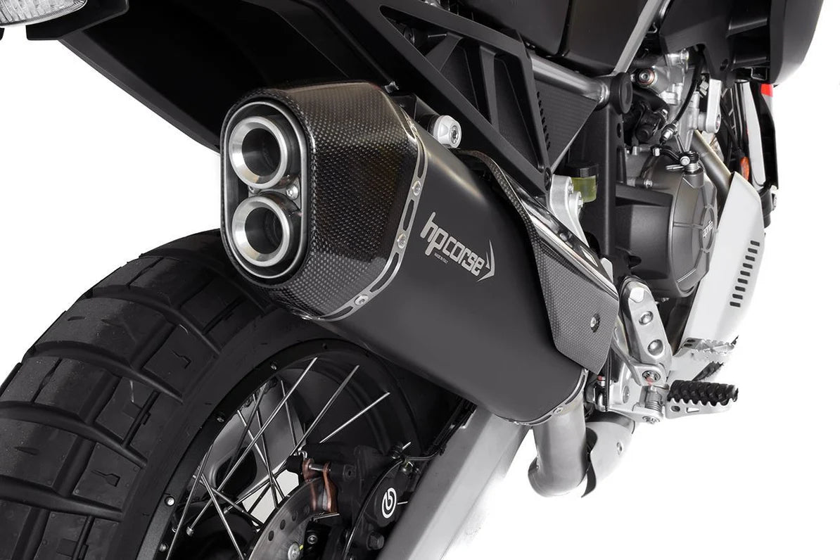 HPCorse SPS Carbon Endschalldämpfer | mit E-Nummer | Ceramic-Schwarz | passend für Aprilia Tuareg 660 - Modelle (2022-2024)