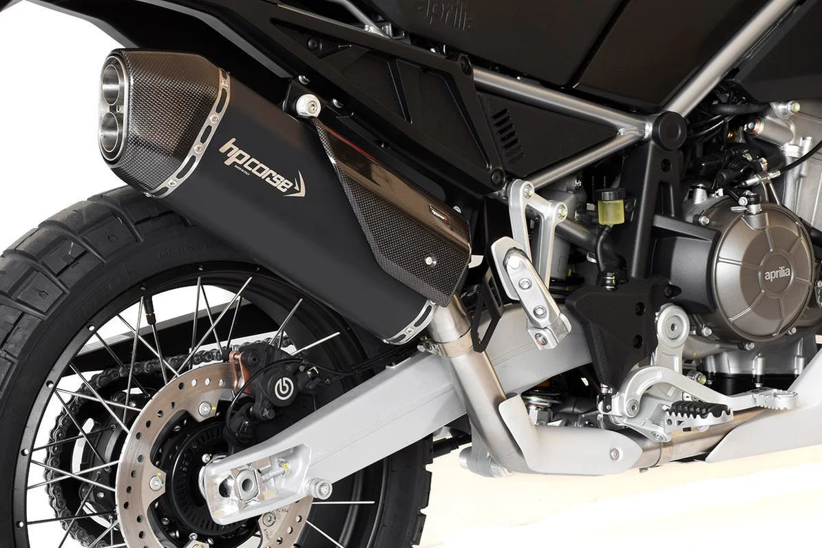 HPCorse SPS Carbon Endschalldämpfer | mit E-Nummer | Ceramic-Schwarz | passend für Aprilia Tuareg 660 - Modelle (2022-2024)