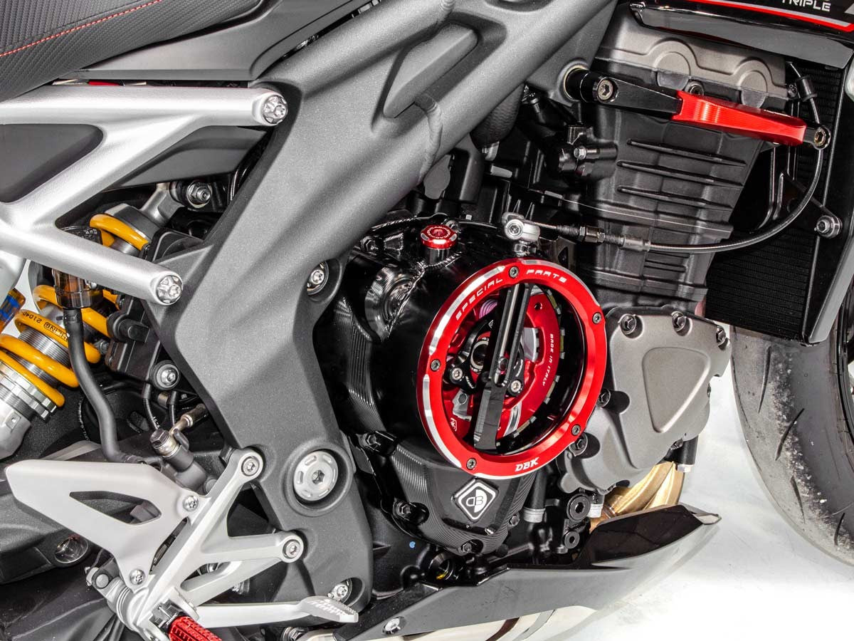 DBK Special Parts | CCDV11 - Triumph | BLACK-SILVER | KLARER KUPPLUNGSDECKEL ÖLBAD 3D-EVO | passend für Triumph Speed Triple 1200 RR/RS - Modelle (2021-2024)