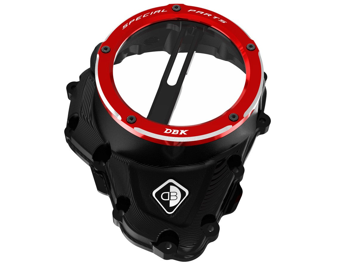 DBK Special Parts | CCDV11 - Triumph | BLACK-RED | KLARER KUPPLUNGSDECKEL ÖLBAD 3D-EVO | passend für Triumph Speed Triple 1200 RR/RS - Modelle (2021-2024)