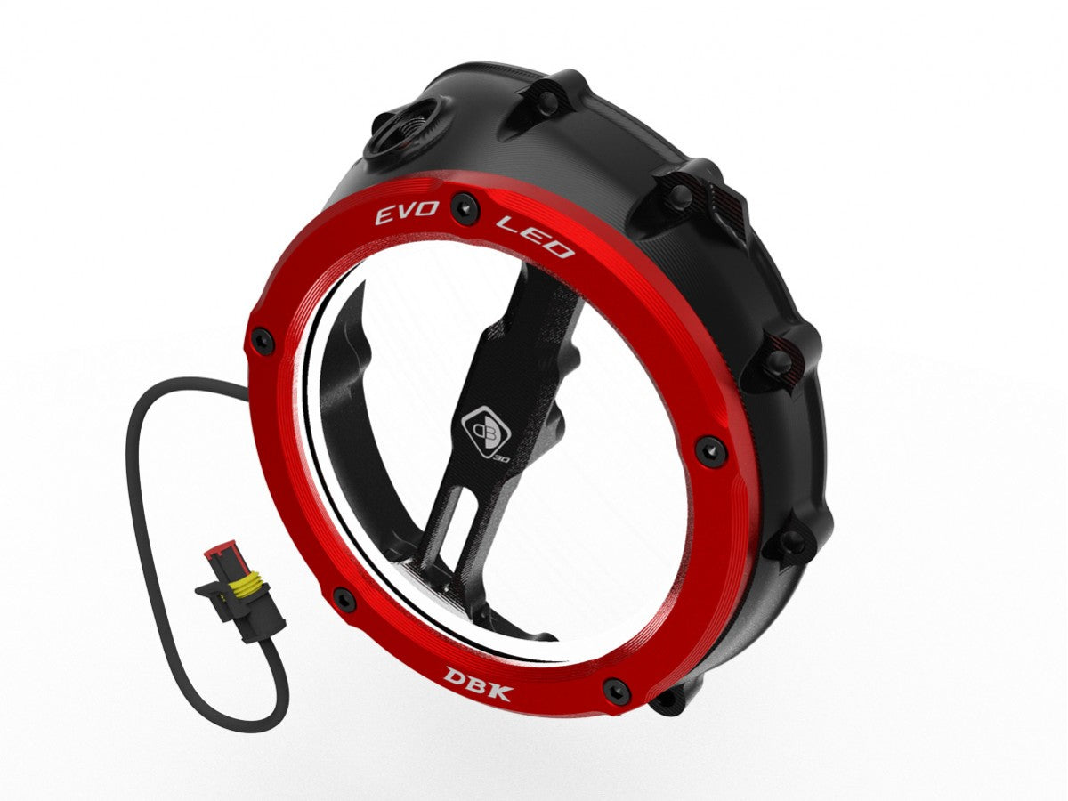 DBK Special Parts | CCDVL12 - BMW | BLACK-RED | KLARER KUPPLUNGSDECKEL EVO LED | passend für BMW S 1000 R / RR / XR & M 1000 R / RR / XR - Modelle