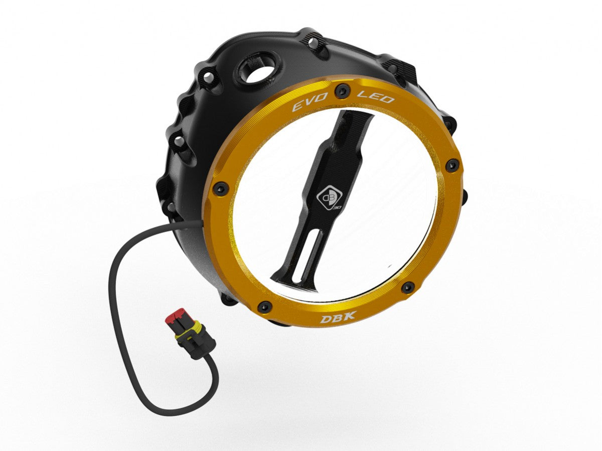 DBK Special Parts | CCDVL12 - BMW | BLACK-GOLD | KLARER KUPPLUNGSDECKEL EVO LED | passend für BMW S 1000 R / RR / XR & M 1000 R / RR / XR - Modelle