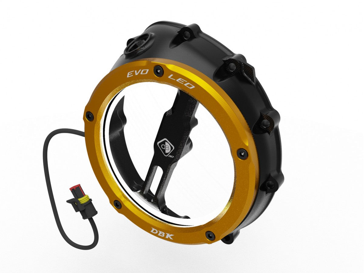 DBK Special Parts | CCDVL12 - BMW | BLACK-GOLD | KLARER KUPPLUNGSDECKEL EVO LED | passend für BMW S 1000 R / RR / XR & M 1000 R / RR / XR - Modelle