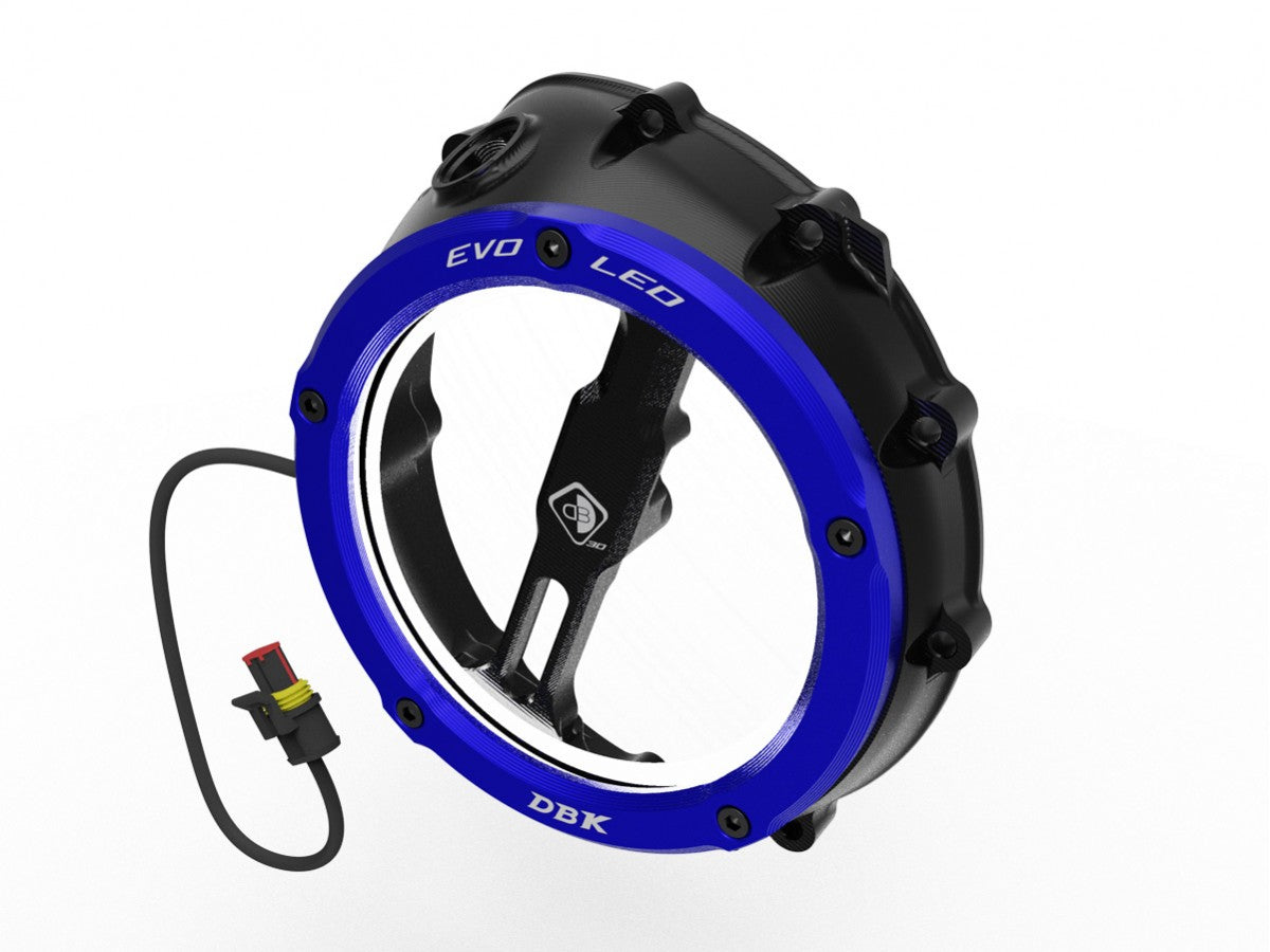DBK Special Parts | CCDVL12 - BMW | BLACK-BLUE | KLARER KUPPLUNGSDECKEL EVO LED | passend für BMW S 1000 R / RR / XR & M 1000 R / RR / XR - Modelle