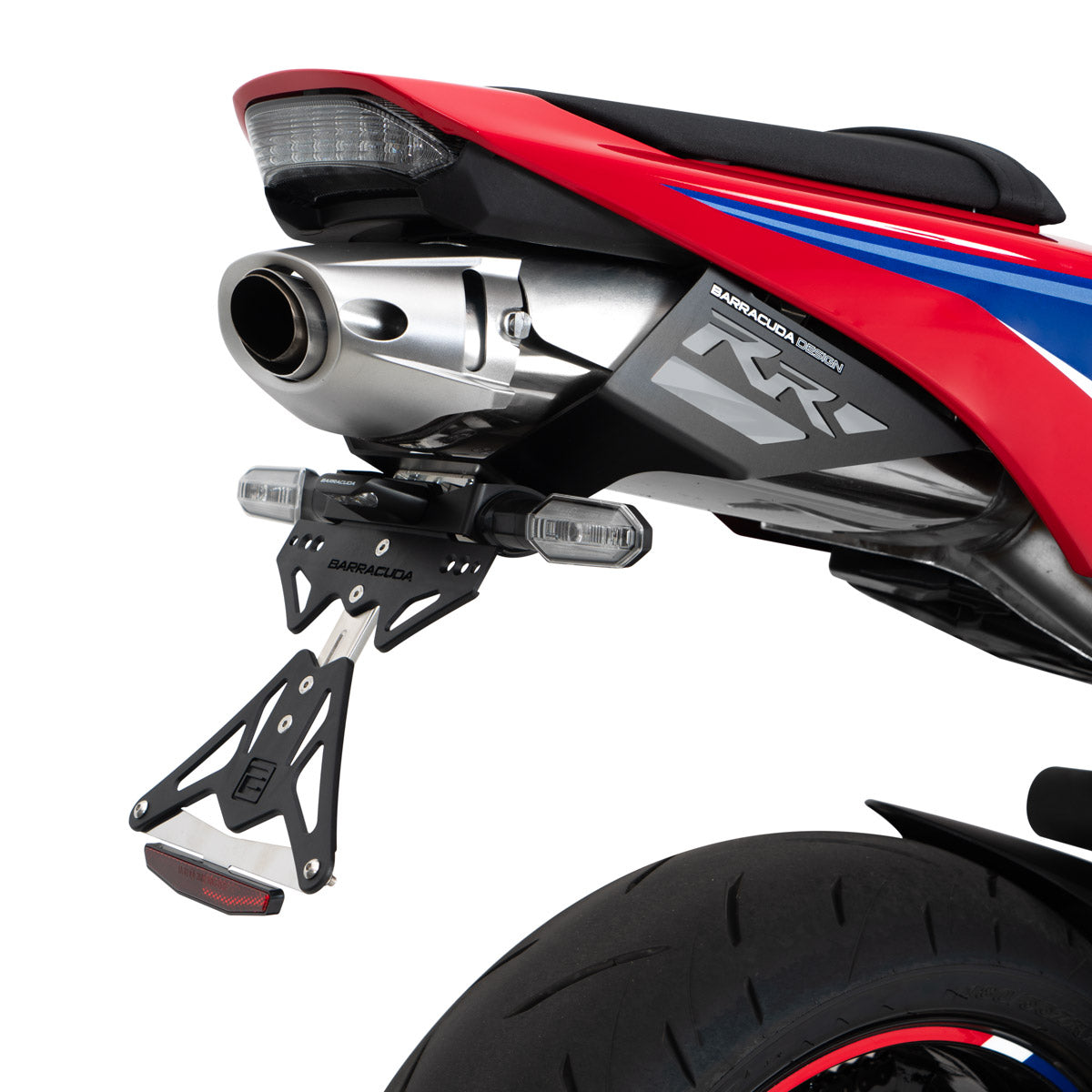 Barracuda Kennzeichenhalter | Ohne Rückstrahler & Kennzeichenleuchte | zur Verwendung mit originalen Blinkern | passend für Honda CBR 600 RR - Modelle (2024)