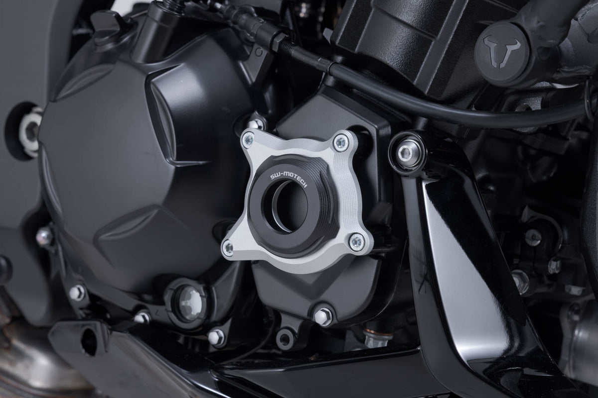 SW-Motech Motorgehäusedeckel-Schutz | Schwarz/Silbern. Kawasaki Z1100 / SE (25-).