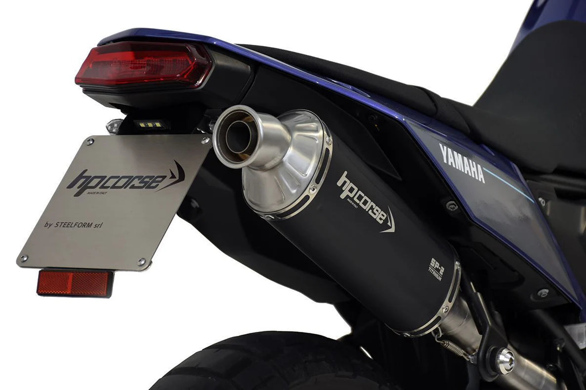 HPCorse SP-2 Endschalldämpfer | Hoch | mit E-Nummer | Titan-Schwarz | passend für Yamaha Tenere 700 - Modelle