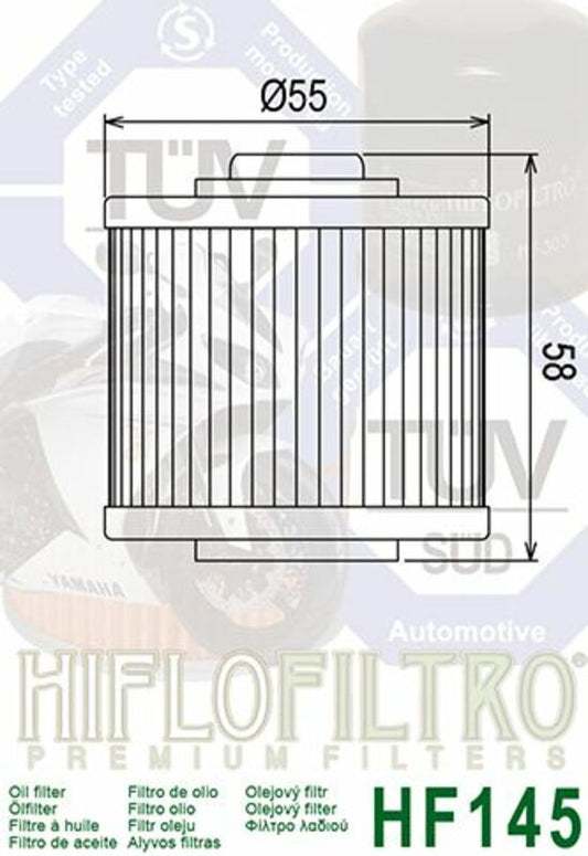 Hiflofiltro Ölfilter | HF145 | passend für Yamaha YFM 700 R Raptor - Modelle (2005-2024)