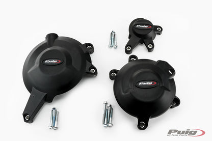 PUIG Motordeckelschoner | 3-teilig | schwarz | passend für Kawasaki ER-6N - Modelle (2006-2016)