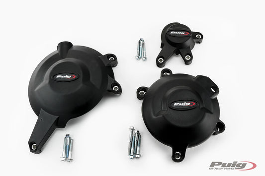 PUIG Motordeckelschoner | 3-teilig | schwarz | passend für Kawasaki ER-6N - Modelle (2006-2016)