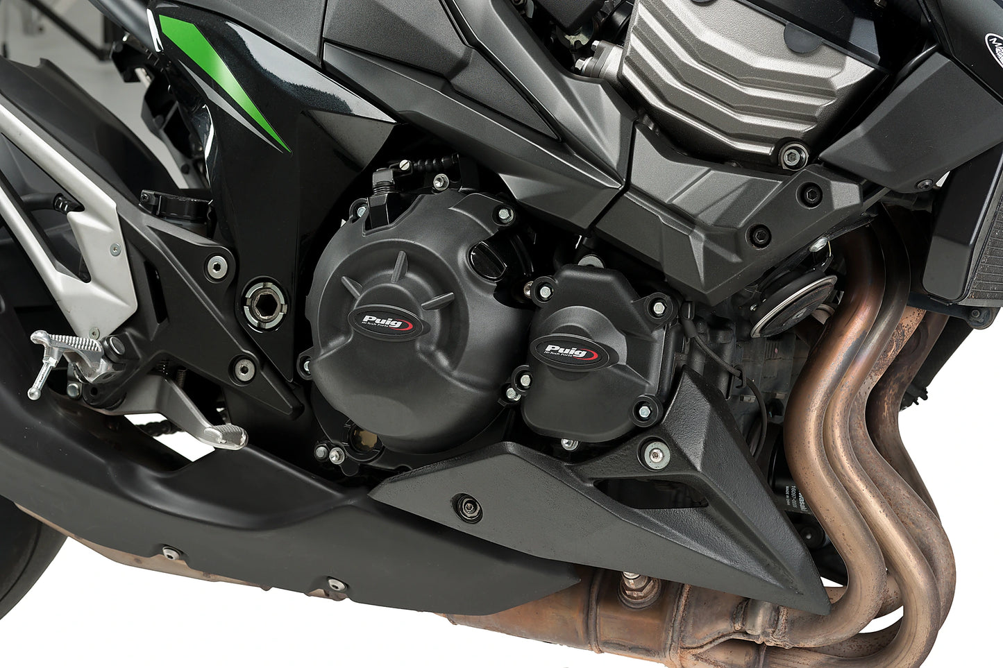 PUIG Motordeckelschoner | 3-teilig | schwarz | passend für Kawasaki Z800 / E - Modelle (2013-2016)