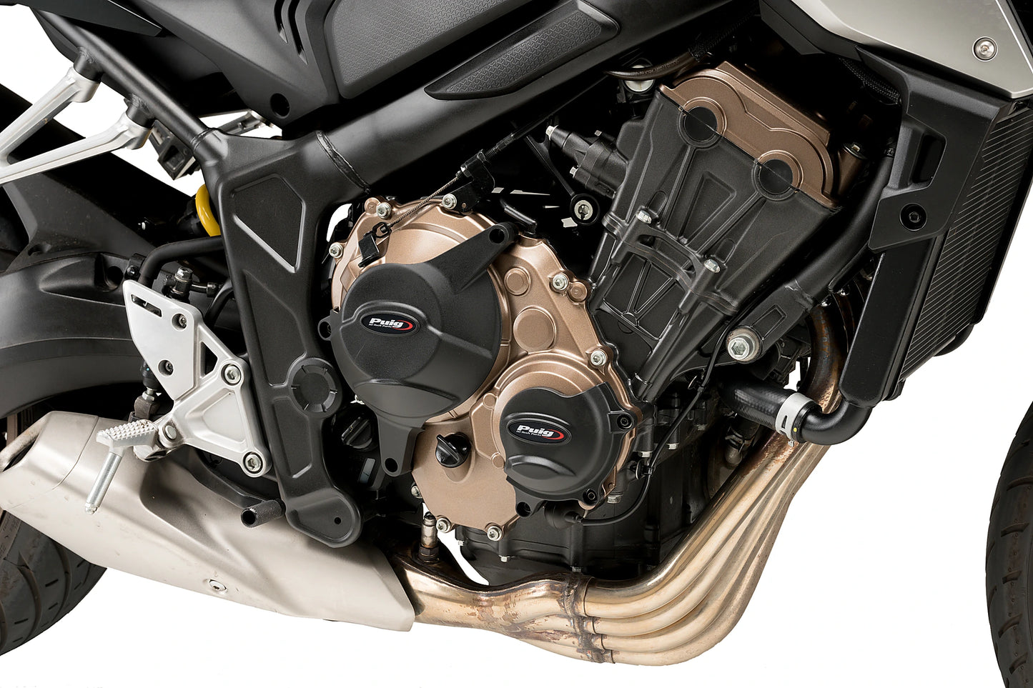 PUIG Motordeckelschoner | 3-teilig | schwarz | passend für Honda CB 650 R Neo Sports Cafe - Modelle (2019-2020)
