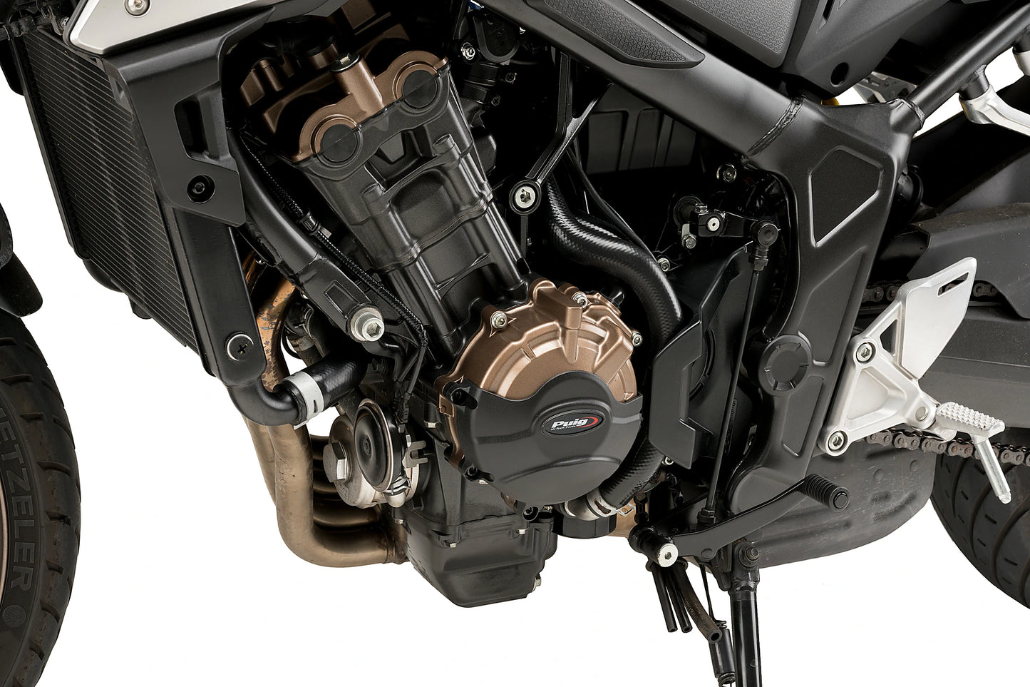 PUIG Motordeckelschoner | 3-teilig | schwarz | passend für Honda CB 650 R Neo Sports Cafe - Modelle (2019-2020)