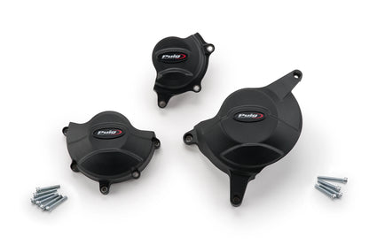 PUIG Motordeckelschoner | 3-teilig | schwarz | passend für Honda CB 650 R Neo Sports Cafe - Modelle (2019-2020)