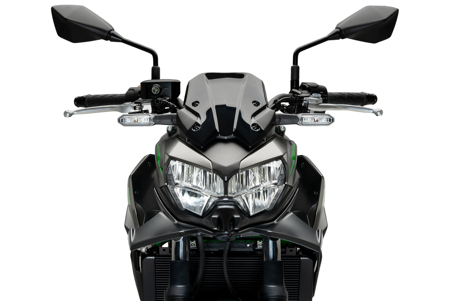 PUIG Downforce Naked Front Spoiler | mit ABE | carbon-look | passend für Kawasaki Z650 - Modelle (2021-2026)