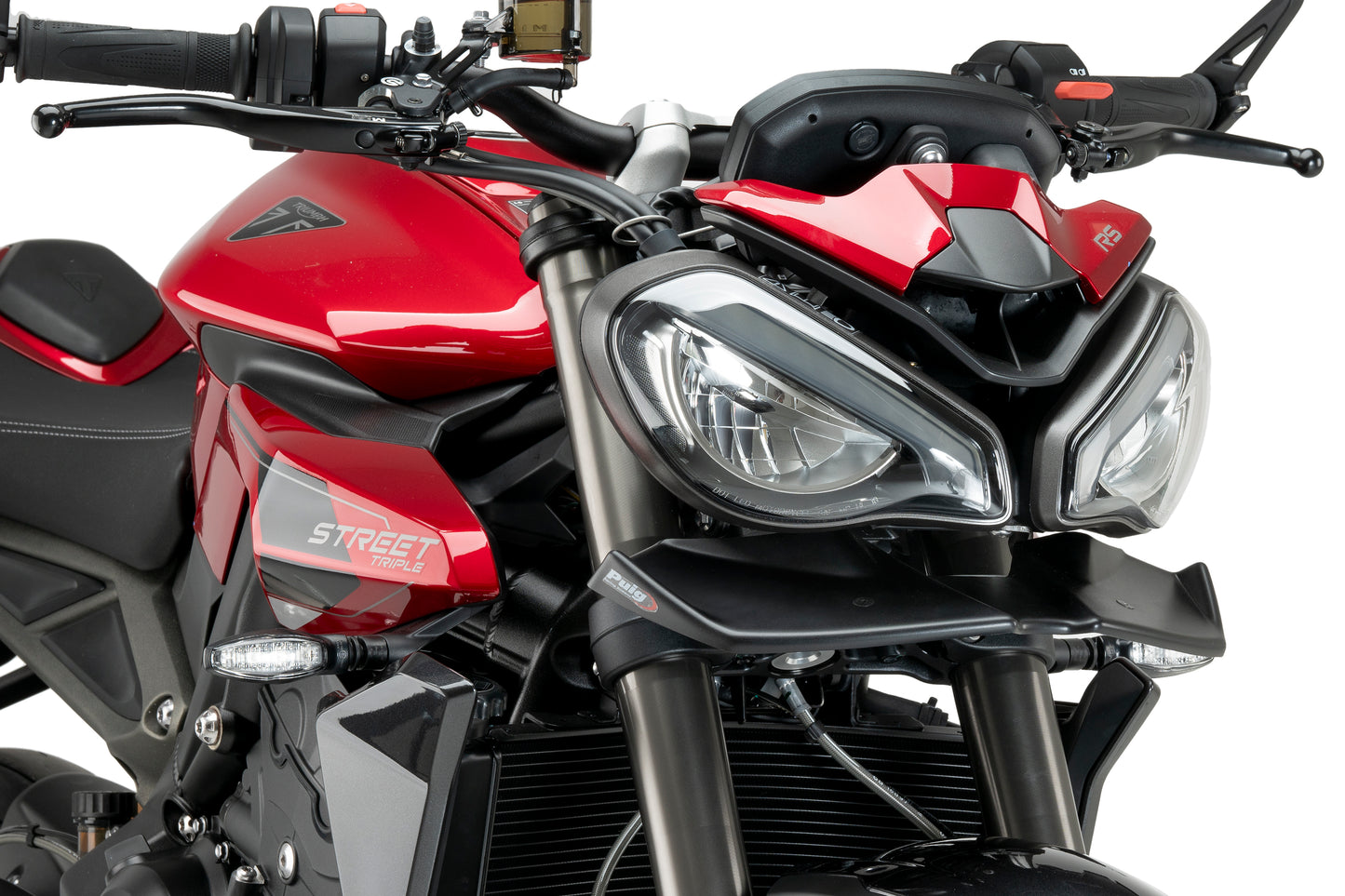 PUIG Downforce Naked Front Spoiler | mit ABE | matt-schwarz | passend für Triumph Street Triple 765 R / RS - Modelle (2023-2025)