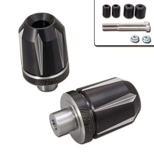 Daytona - Lenkerenden / Lenkergewichte "SCRATCH" | silber - schwarz eloxiert | 7/8"+1" Lenker mit Ø 14-19 mm | Paar | ALU | Lenkerenden | Lenkergewichte