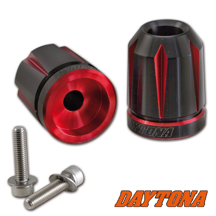 Daytona - Lenkerenden / Lenkergewichte "SCRATCH" | rot - schwarz eloxiert | KAWASAKI M8 System| 7/8"+1" Lenker mit Ø 14-19 mm | Paar | ALU | Lenkerenden | Lenkergewichte