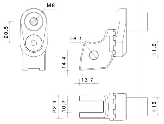Rizoma Fußrastenmontage - KIT | Fahrer (Ø 18 mm) | Exzentrisch Verstellbar | ABE | PAAR | Schwarz eloxiert