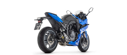 Arrow Exhaust Auspuff | WORKS DARK | Komplettanlage inkl. Krümmer & Carbon Endkappe | ABE | Schwarz-Nichrome-Edelstahl | passend für Suzuki GSX-8S (WEM2) - Modelle (2023-2026)