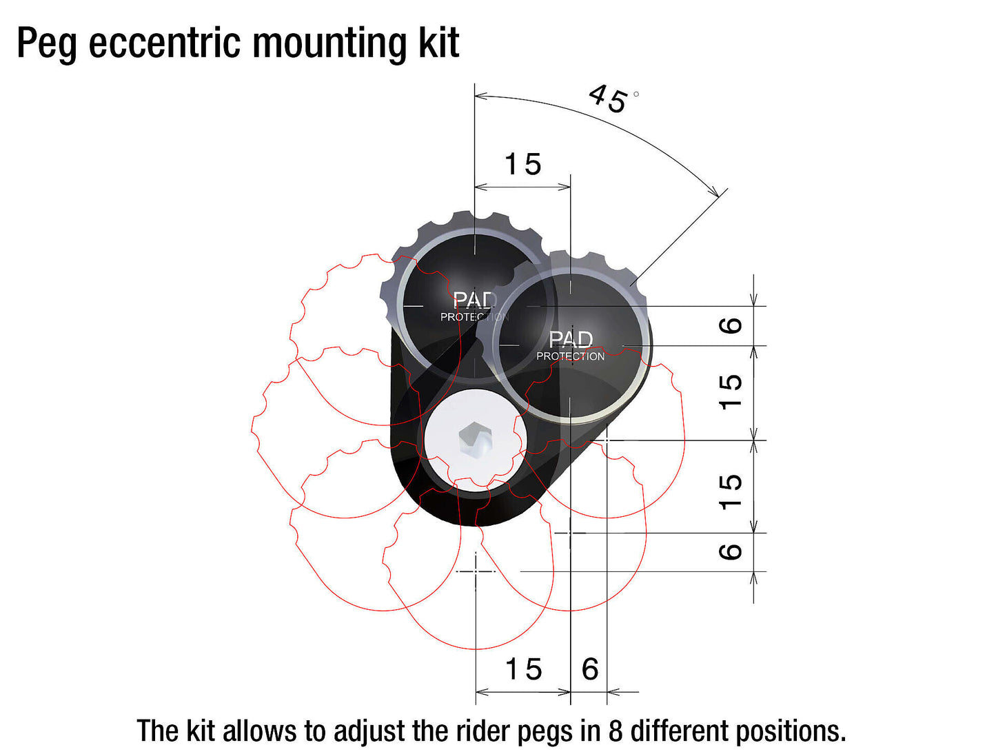 Rizoma Fußrastenmontage - KIT | Fahrer (Ø 18 mm) | Exzentrisch Verstellbar | ABE | PAAR | Schwarz eloxiert