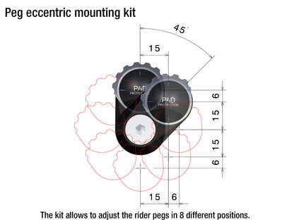 Rizoma Fußrastenmontage - KIT | Fahrer (Ø 18 mm) | Exzentrisch Verstellbar | ABE | PAAR | Schwarz eloxiert