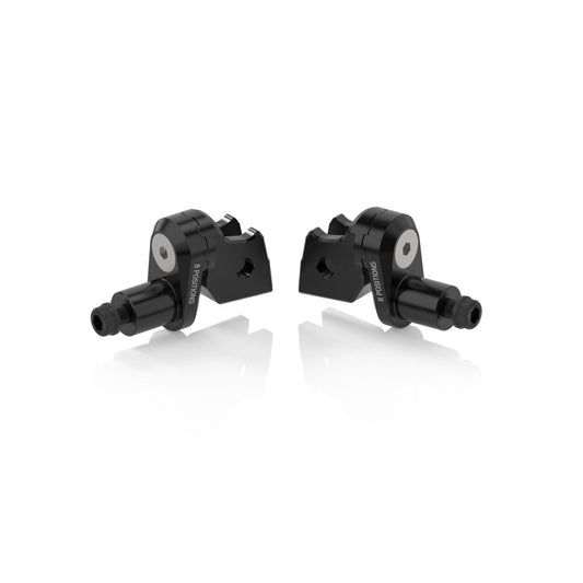 Rizoma Fußrastenmontage - KIT | Fahrer (Ø 18 mm) | Exzentrisch Verstellbar | ABE | PAAR | Schwarz eloxiert