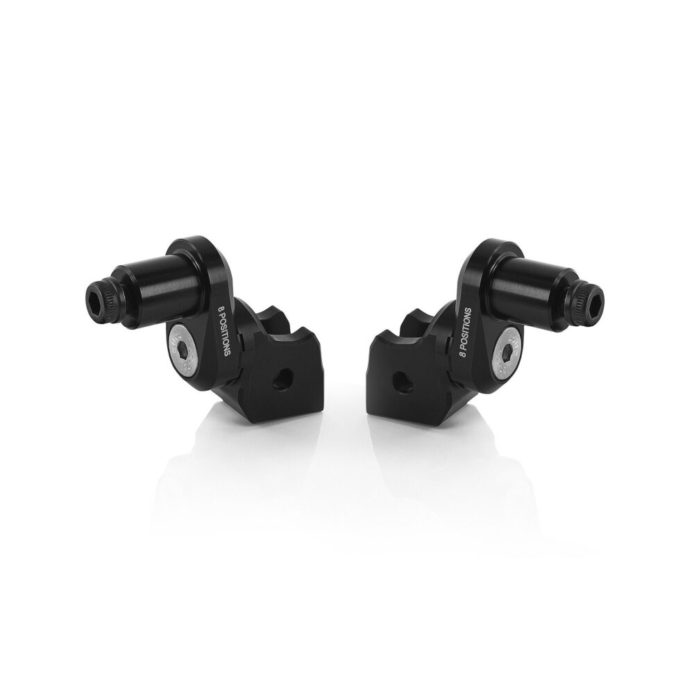 Rizoma Fußrastenmontage - KIT | Fahrer (Ø 18 mm) | Exzentrisch Verstellbar | ABE | PAAR | Schwarz eloxiert