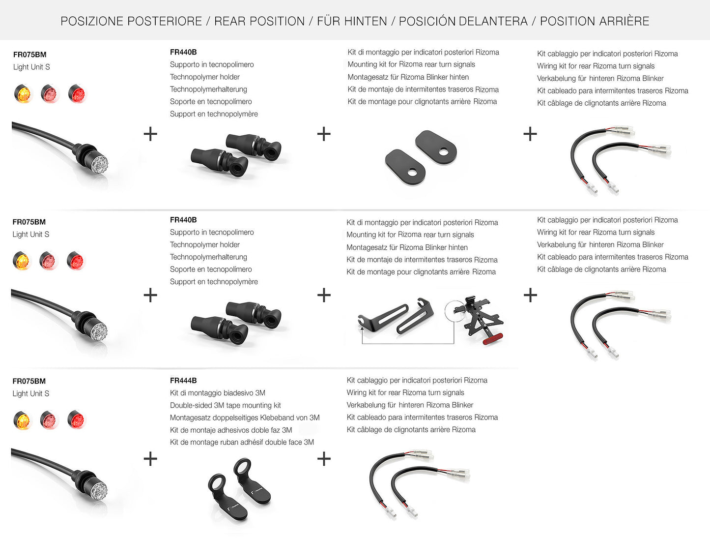 Rizoma Light Unit S LED-Blinker 3 in 1 | mit ECE | PAAR | hinten | Blinker/Rücklicht/Bremslicht | mattschwarz eloxiert