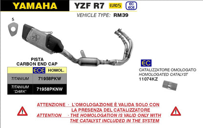Arrow Exhaust Auspuff "Pista" Komplettanlage inkl. Krümmer & Carbon Endkappe | ABE | TITAN | passend für Yamaha YZF-R7 (Euro 5) - Modelle (2021-2024)