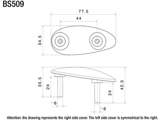 Rizoma Abdeckung Spiegelaufnahme | PAAR | Schwarz eloxiert