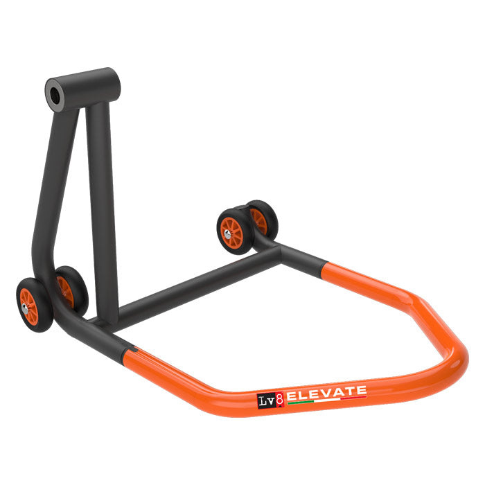 LV8 - ELEVATE Einarm-Montageständer "U-STAND" | schwarz - orange | OHNE AUFNAHMEDORN | zerlegbar | Links | Einarm-Montageständer