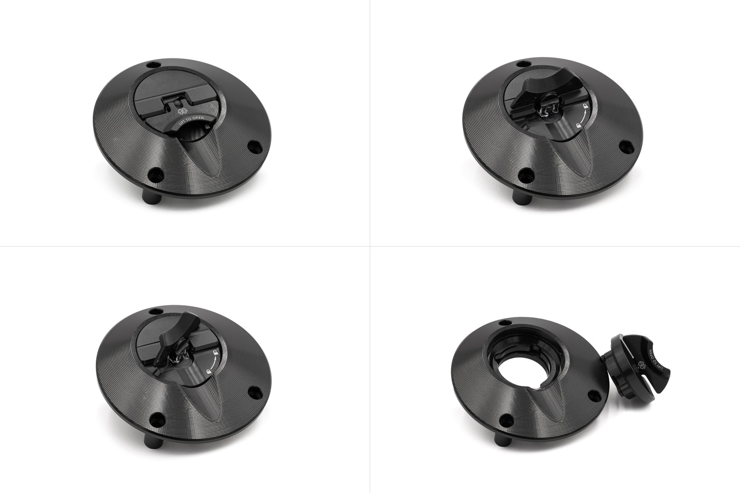 Gilles Tooling FCAP2 Quick-Release Tankdeckel | schwarz/rot | eintragungsfrei | passend für Yamaha MT-03 / MT-25 (RH07) - Modelle (2016-2020)