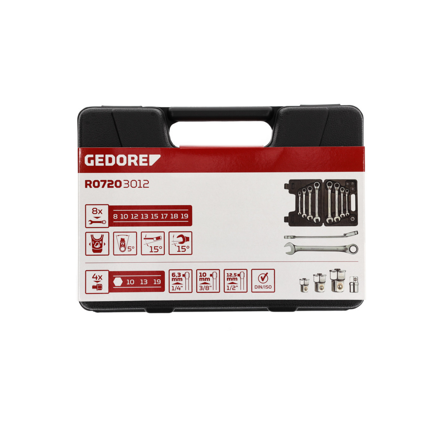GEDORE red R07203012 Ringratschenmaulschlüssel Satz 8-19 mm 12-teilig