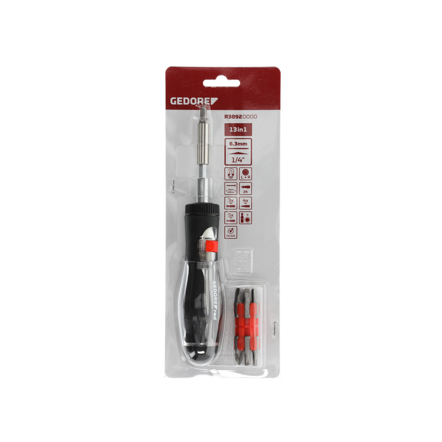 GEDORE red R38920000 Knarrenschraubendreher Bit-Teleskop 1/4" 13in1